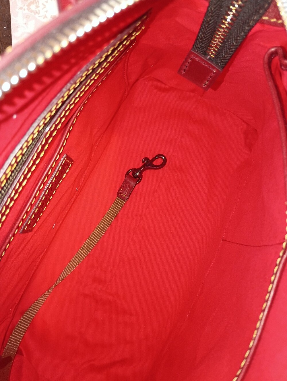 Dooney domed Florentine satchel in Bordeaux - Picture 14 of 17